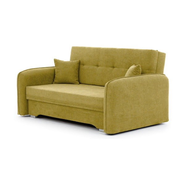 Geltonos spalvos iš šenilinio audinio sulankstoma/su sandėliavimo vieta sofa 155 cm Laine – ELTAP