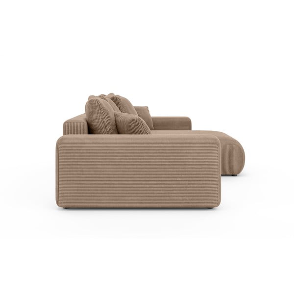 Smėlio spalvos iš kordinio velveto sulankstoma/su sandėliavimo vieta kampinė sofa (kintama) Luma – Ropez-image-3