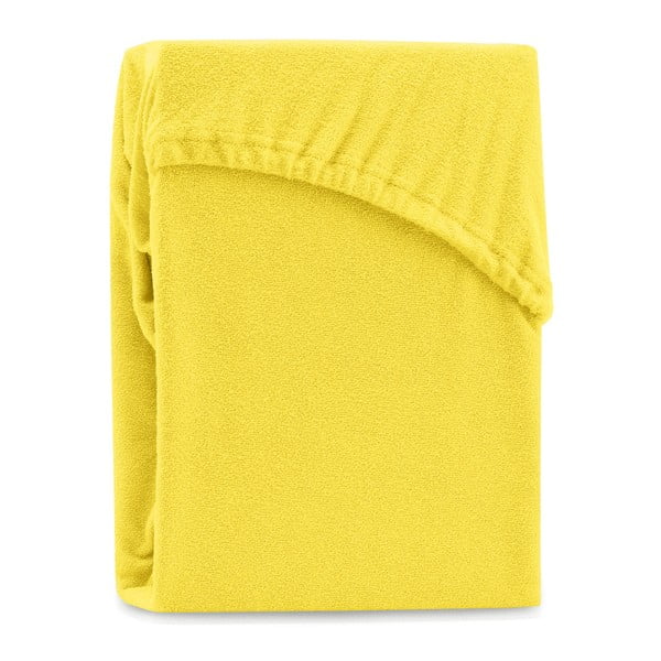 Geltonos spalvos elastinga paklodė dvigulei lovai AmeliaHome Ruby Siesta, 200/220 x 200 cm