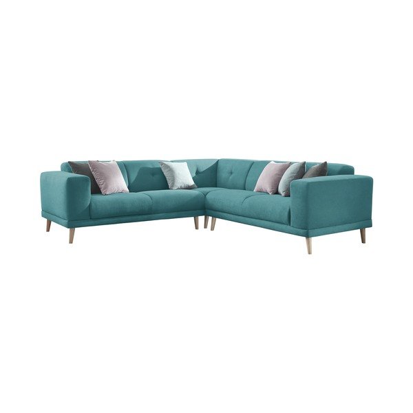 Turkio spalvos kampinė sofa su otomanu Bobochic Paris Luna-image-3