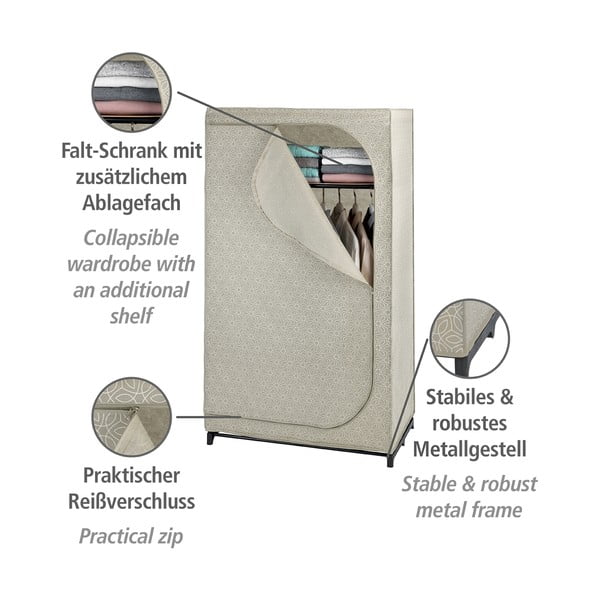 Iš tekstilės drabužių spinta smėlio spalvos 90x160 cm Balance – Wenko-image-4