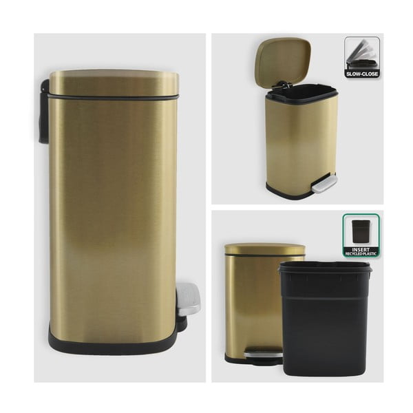 Matinės auksinės spalvos iš plieno šiukšliadėžė su pedalu 5 l   Akira – Spirella-image-4
