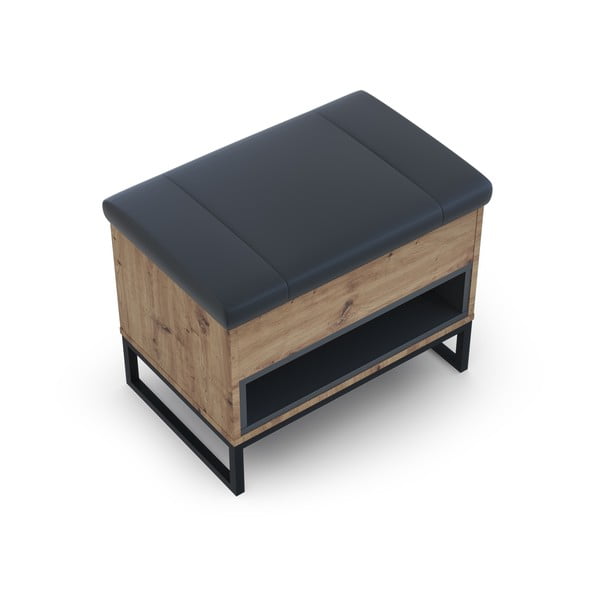 Ąžuolo dekoro batų lentyna su suoliuku Olis - Cosmopolitan Design-image-2