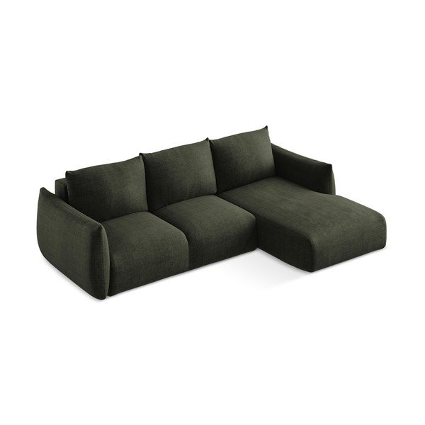 Žalios spalvos sulankstoma kampinė sofa (su dešiniuoju kampu/su gultu) Leila – Makamii-image-4