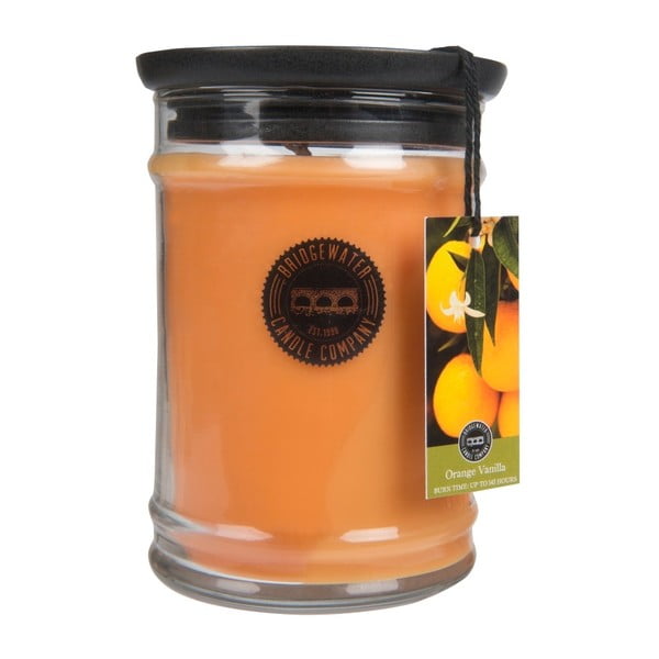 "Bridgewater Candle Company" vanilės ir apelsinų kvapo žvakė stiklinėje dėžutėje, degimo trukmė 140-160 valandų