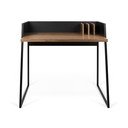 Juodas darbo stalas su riešutmedžio medienos detalėmis TemaHome Volga