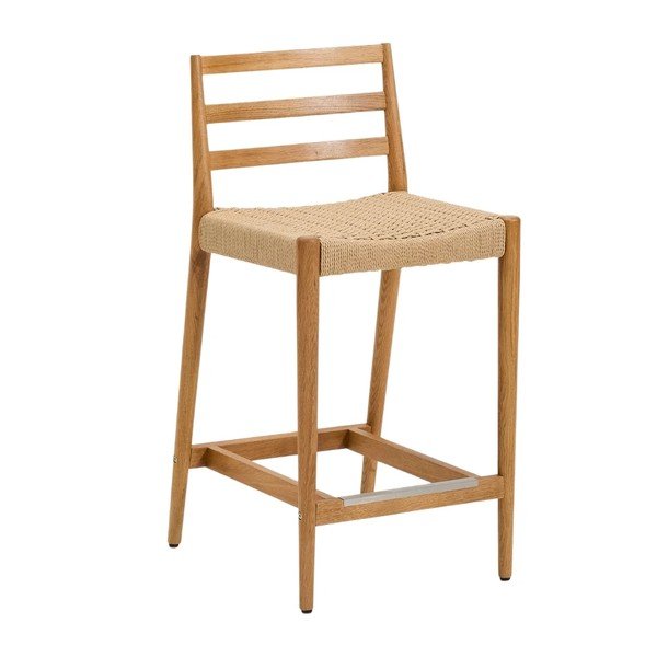 Natūralios spalvos iš ąžuolo masyvo baro taburetė (sėdynės aukštis 65 cm) Analy – Kave Home