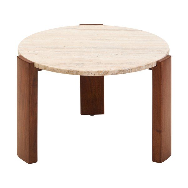 Rudos spalvos/šviesios natūralios spalvos su marmuriniu stalviršiu apvalios formos kavos staliukas ø 60 cm Palermo – Premier Housewares