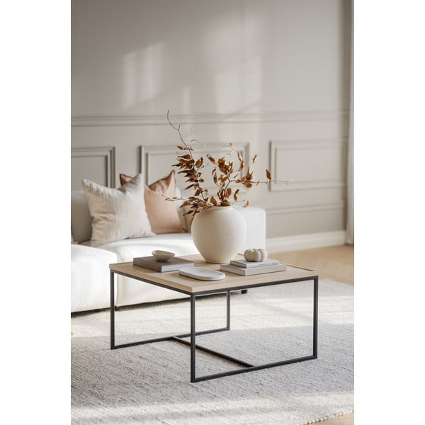 Kavos staliukas natūralios spalvos su ąžuolo masyvo stalviršiu ø 80 cm Deerfield – Rowico-image-3