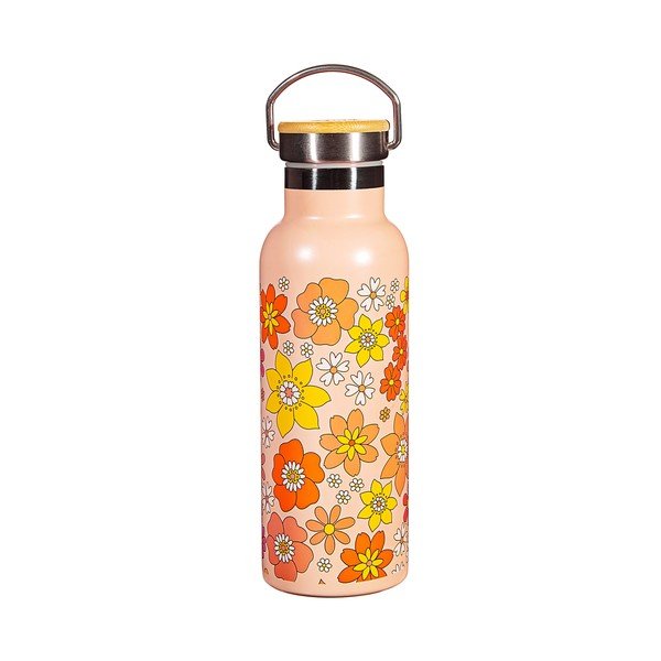 Oranžinis nerūdijančio plieno buteliukas kūdikiams 500 ml 70s Floral - Sass & Belle-image-3