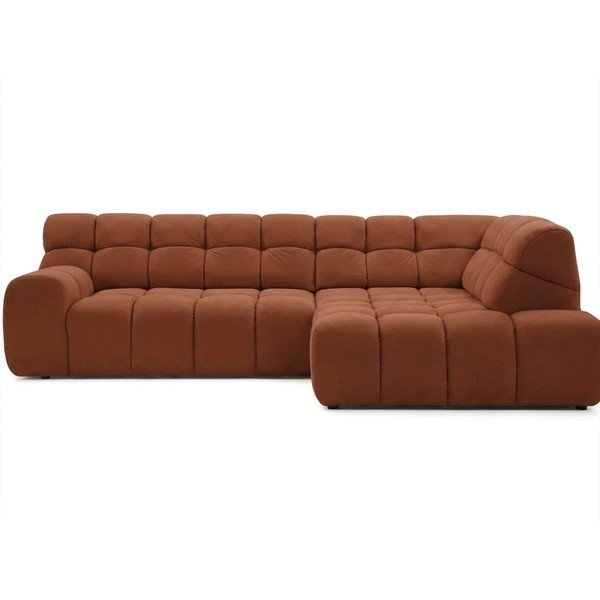 Oranžinės spalvos sulankstoma/ar elektrisko sēdekļa regulēšanu kampinė sofa (su dešiniuoju kampu/„L“ formos) Andre – Bobochic Paris