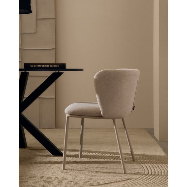 Smėlio spalvos iš audinio valgomojo kėdė Ciselia – Kave Home-image-1