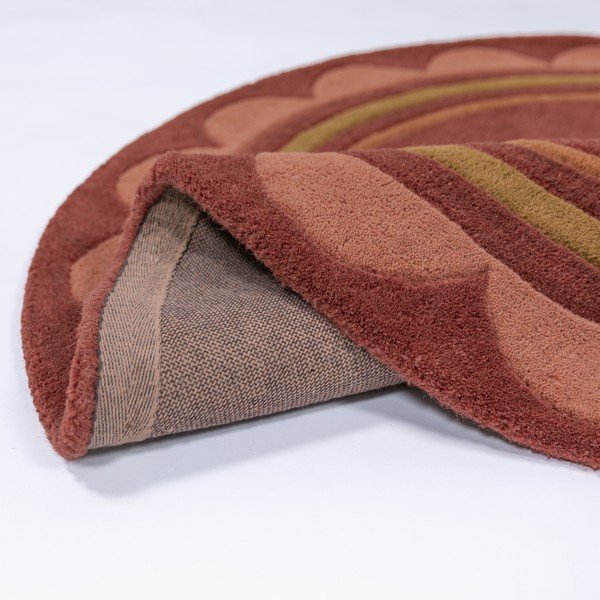 Rankų darbo bordo spalvos iš vilnos apvalios formos kilimas ø 120 cm Lois – Flair Rugs-image-3