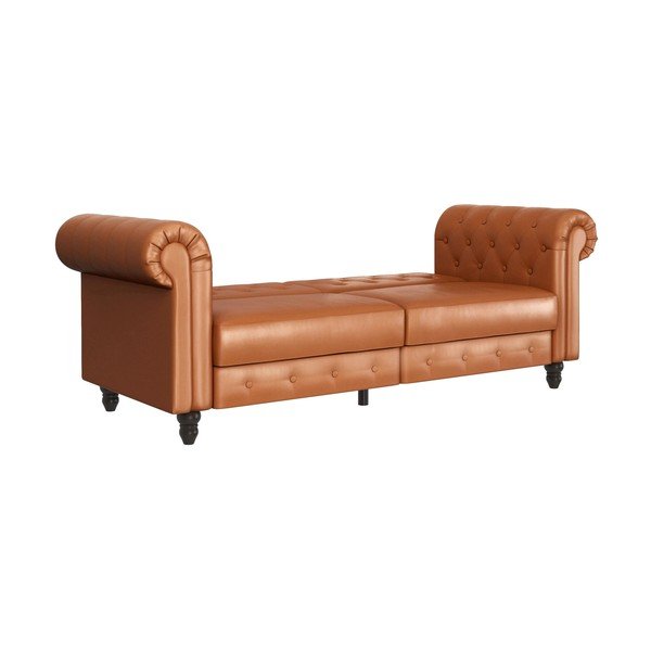 Iš dirbtinės odos sulankstoma sofa konjako rudos spalvos 236 cm Felix – Støraa-image-3