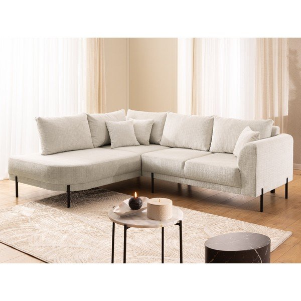Smėlio spalvos kampinė sofa iš šenilinio audinio (su kairiuoju kampu/„L“ formos) Mauris  – Ropez-image-4
