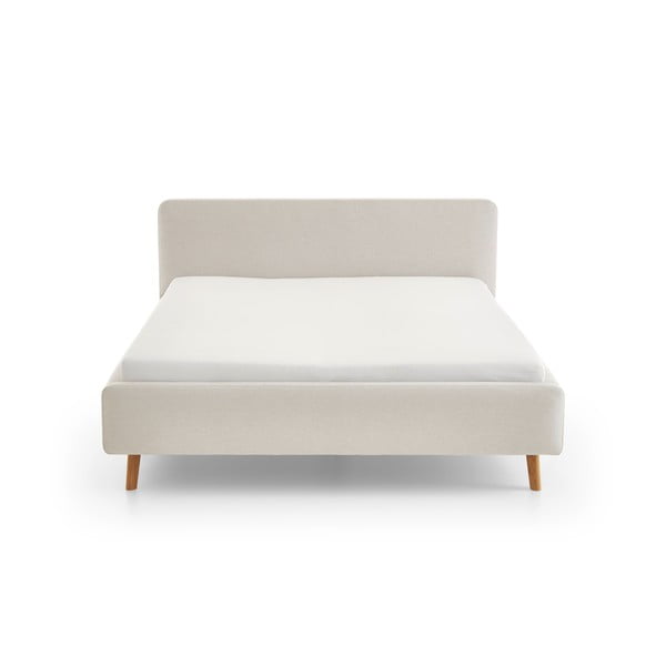Kreminės spalvos dvigulė lova audiniu dengta be grotelių 160x200 cm Mattis – Meise Möbel-image-3