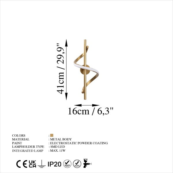 Žalvario spalvos sieninė lempa LED Likma – Opviq lights-image-4