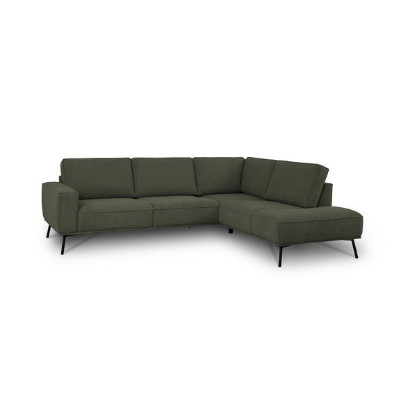 Tamsiai žalios spalvos kampinė sofa iš šenilinio audinio (su dešiniuoju kampu/„L“ formos) Amsterdam – Scandic-image-2