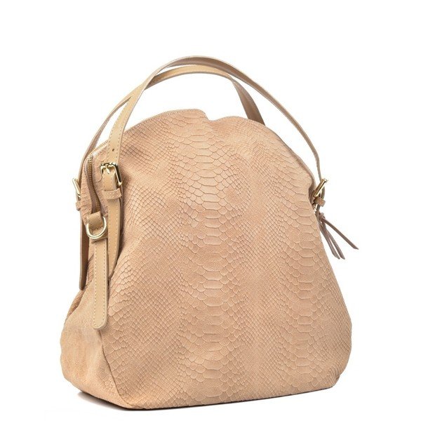 Smėlio spalvos odinė rankinė Carla Ferreri Hobo-image-3