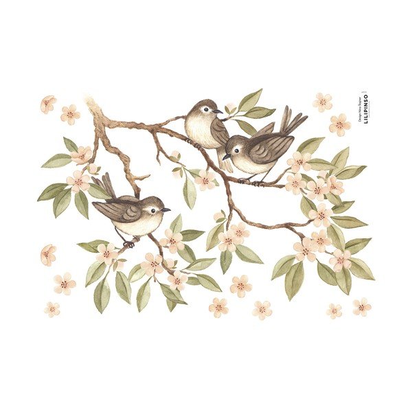 Lipdukų lapas 30x42 cm Branch And Sparrows – Lilipinso