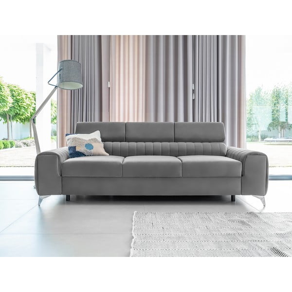 Šviesiai pilkos spalvos iš velveto sulankstoma sofa 261 cm Laurence – ELTAP-image-3