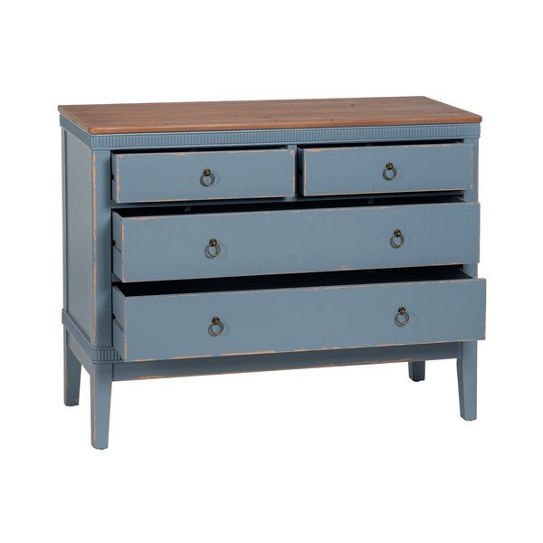 Iš kėnio masyvo žema šoninė spintelė mėlynos spalvos 115x90 cm Shabby – Ixia-image-2