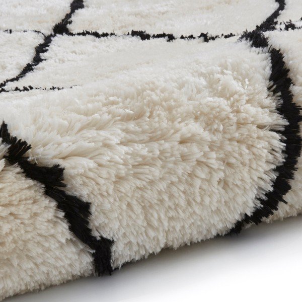Smėlio ir juodos spalvos rankomis siūtas kilimas Think Rugs Morocco Ivory & Black, 120 x 170 cm-image-4
