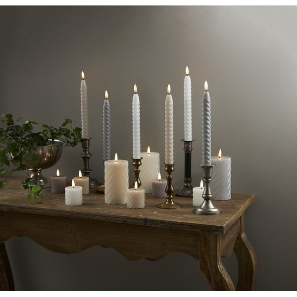 2 pilkos spalvos vaško LED žvakių rinkinys Star Trading Flamme Swirl, aukštis 7,5 cm-image-4