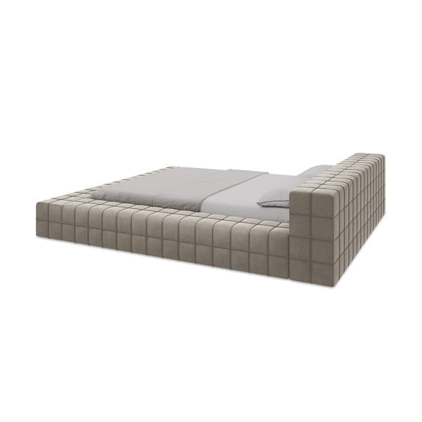 Taupe spalvos dvigulė lova audiniu dengta su lovos grotelėmis 140x200 cm Akela – Makamii-image-4
