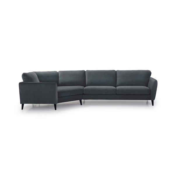 Pilka aksominė kampinė sofa Scandic Bridge, kairysis kampas-image-2