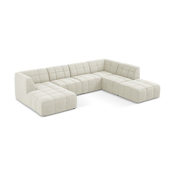 Smėlio spalvos kampinė sofa iš boucle („U“ formos) Aloha – Makamii-image-3