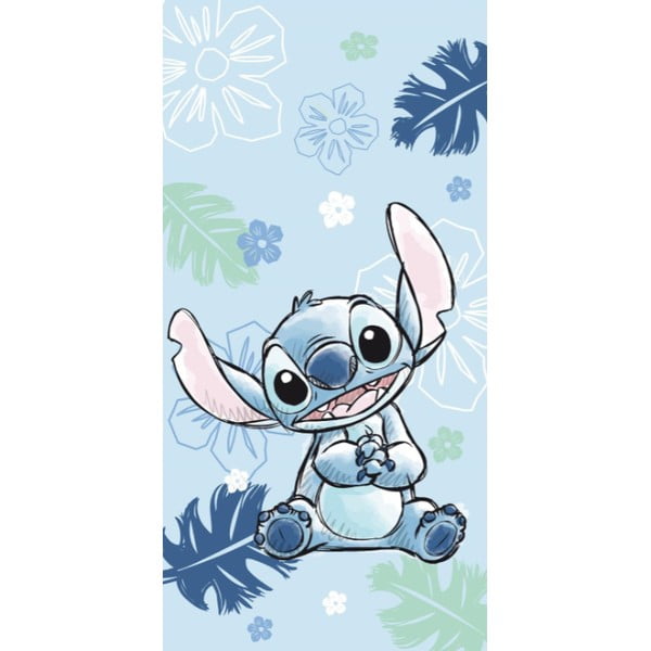 Mėlynos spalvos iš medvilnės vaikiškas rankšluostis 70x140 cm Lilo and Stitch "Ohana Blue" – Jerry Fabrics