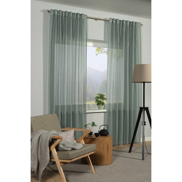 Žalios spalvos permatoma užuolaida 135x245 cm Zen Silence – Gardinia-image-1
