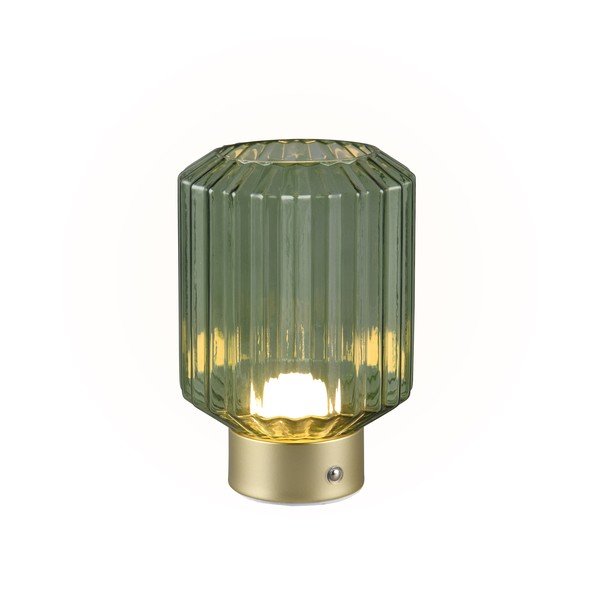 Stalinis šviestuvas žalios spalvos/auksinės spalvos LED su pritemdymo funkcija (aukštis 19,5 cm) su stiklo gaubtu Lord – Reality-image-1