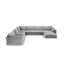 Šviesiai pilkos spalvos iš velveto kampinė sofa (su kairiuoju kampu/„U“ formos) Vanda – Mazzini Sofas