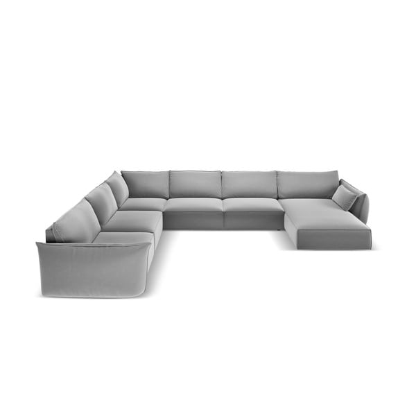 Šviesiai pilkos spalvos iš velveto kampinė sofa (su kairiuoju kampu/„U“ formos) Vanda – Mazzini Sofas