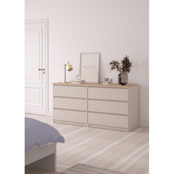 Kreminės spalvos šoninė spintelė 154x76x50 cm Naia – Tvilum-image-1