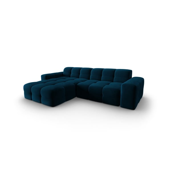 Tamsiai mėlyna aksominė kampinė sofa (kairysis kampas) Kendal - Micadoni Home-image-3