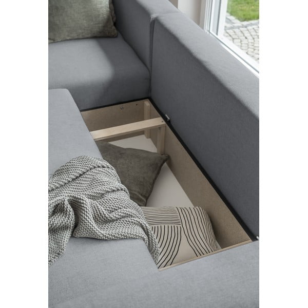 Pilka kampinė sofa-lova (modulinė) Homely Tommy - Miuform-image-2