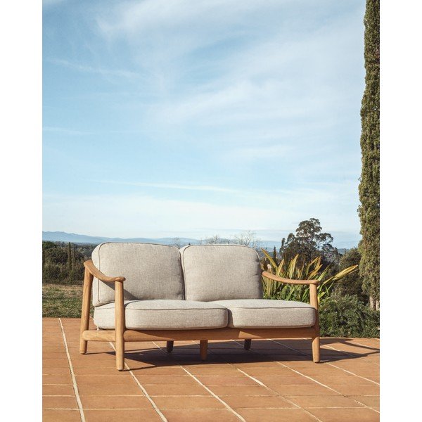 Smėlio spalvos/natūralios spalvos iš audinio sodo sofa Elunda – Kave Home-image-1