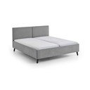 Pilkos spalvos dvigulė lova audiniu dengta su lovos grotelėmis 160x200 cm Piano – Meise Möbel