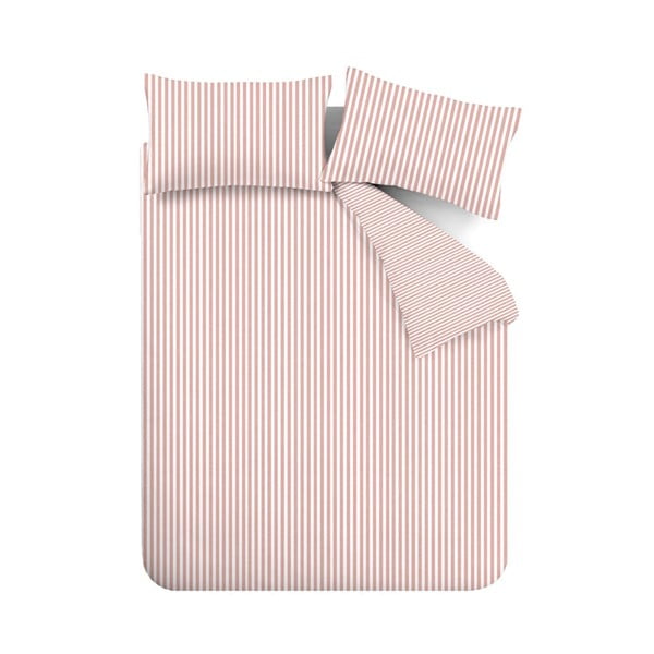 Iš flanelės viengulė patalynė rožinės spalvos 135x200 cm Stripe – Catherine Lansfield