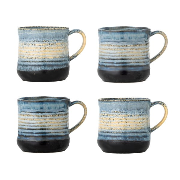 Mėlynos spalvos iš akmens masės puodeliai 4 vnt. 380 ml Deana – Bloomingville