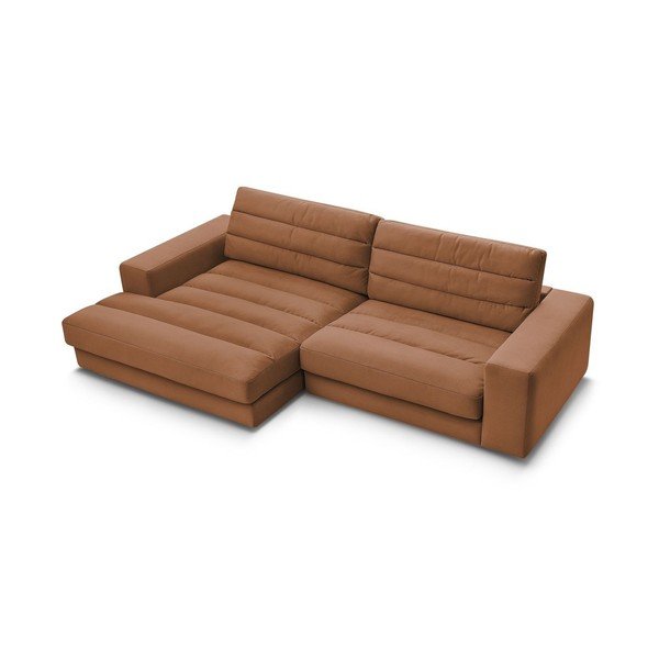 Oranžinės spalvos kampinė sofa iš velveto (su kairiuoju kampu/su gultu) Sierra – Bobochic Paris-image-3