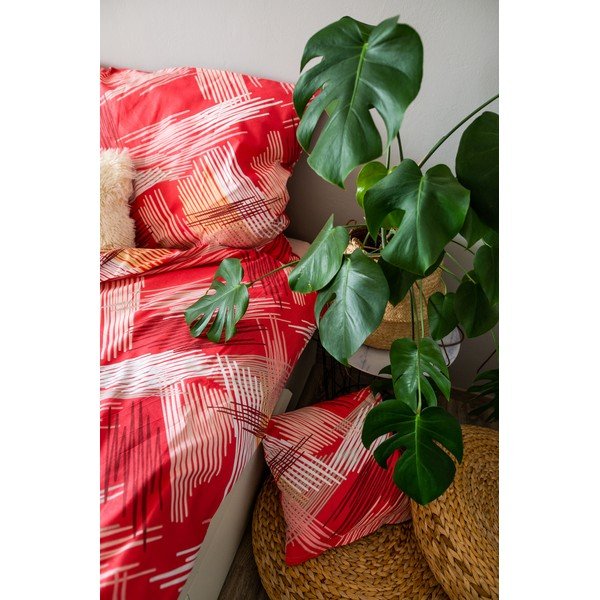 Raudona medvilninė patalynė viengulė lovai 140x200 cm LP Dita Red - Cotton House-image-3