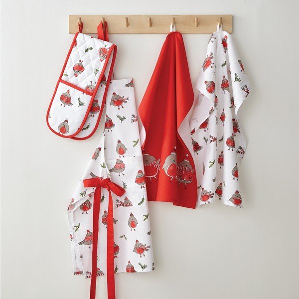 2 medvilninių rankšluosčių rinkinys su Kalėdų motyvais 50x70 cm Christmas Robins - Catherine Lansfield-image-2
