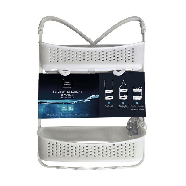 Pakabinama matinės baltos spalvos iš plastiko vonios lentyna Vesper – douceur d'intérieur-image-4