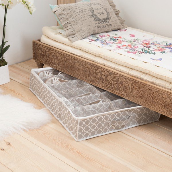 Smėlio spalvos batų dėžė po lova Compacto, 76 cm ilgio-image-1
