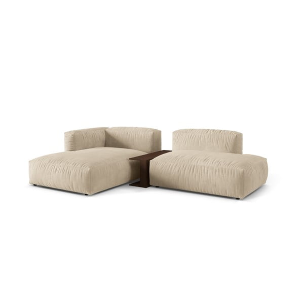 Smėlio spalvos iš velveto modulinė kampinė sofa (su kairiuoju kampu/su gultu) Martina – Micadoni -image-2