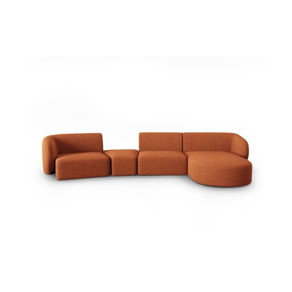 Kampinė sofa oranžinės spalvos (su dešiniuoju kampu) Shane – Micadoni Home